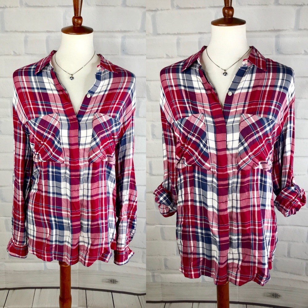 E X P R E S S : Roll Sleeve Flannel Shirt